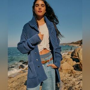 NEW FREE PEOPLE Ryanne long haul cardigan in navy
